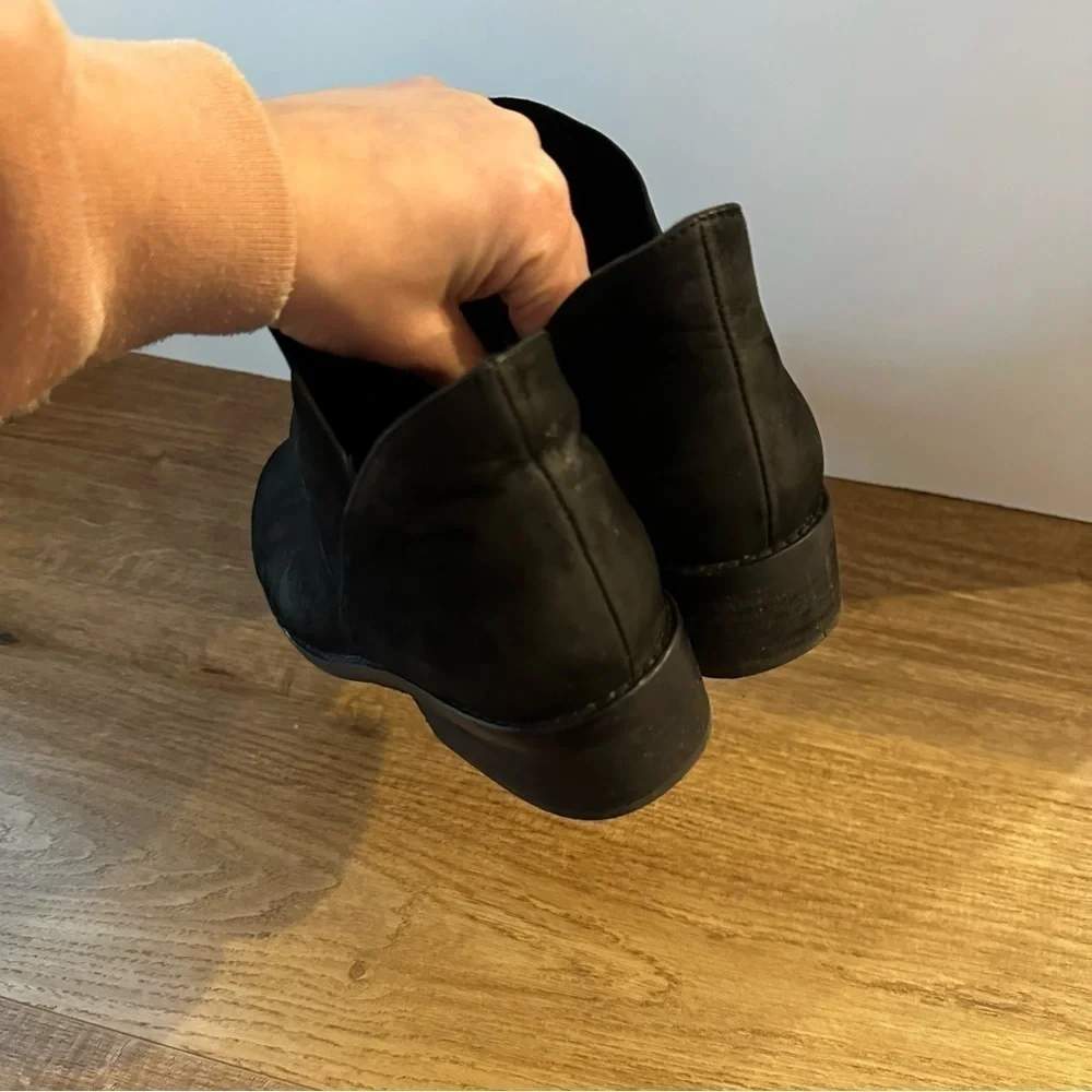 Eileen Fisher Leaf Leather Boots Solid Black Size 7.5 Women’s Low Block Heel